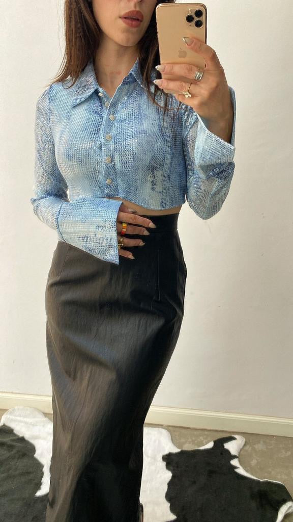 GREY SEQUINS CROP