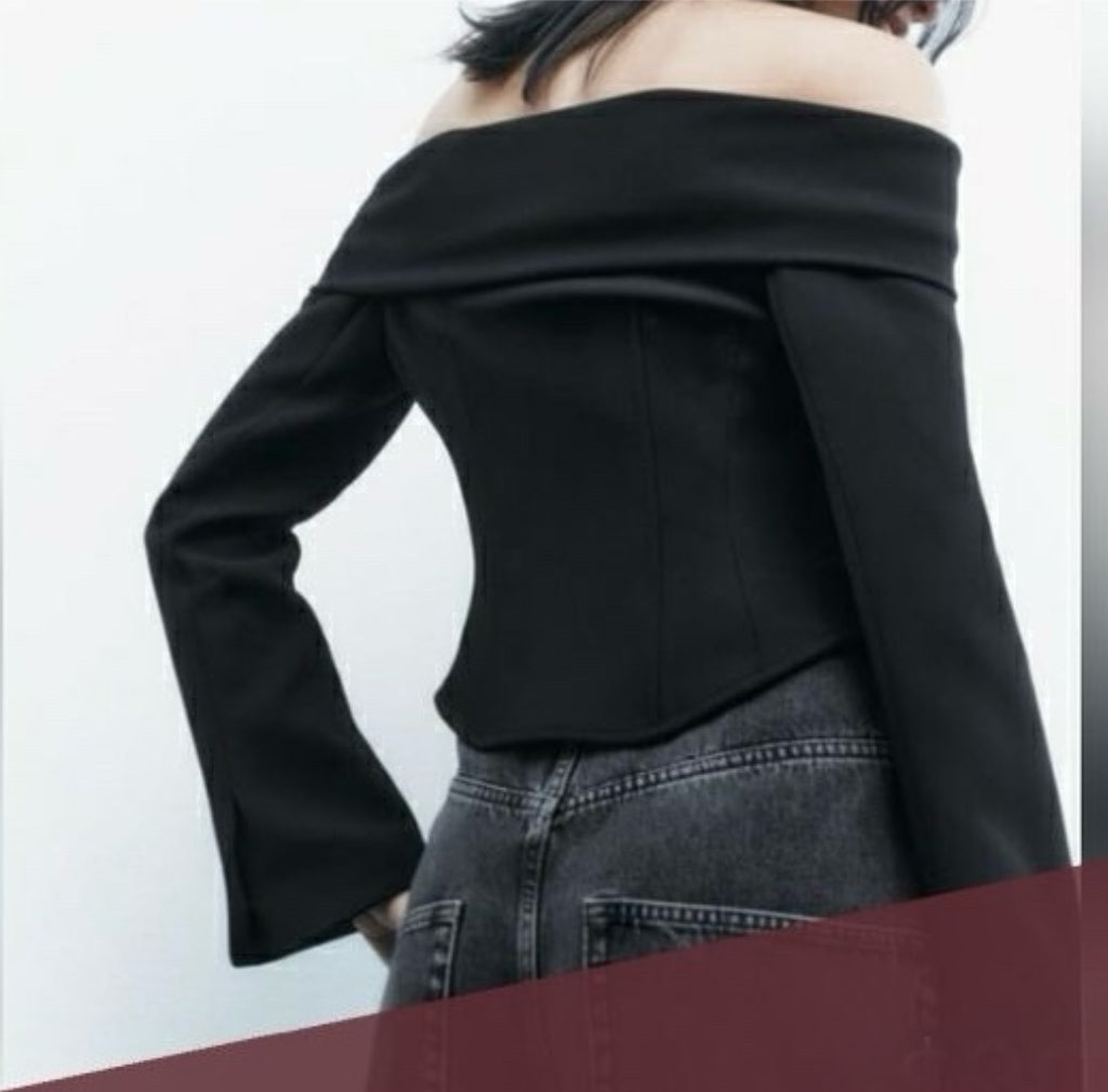 OFF SHOULDER BLACK BLOUSE