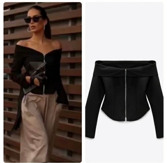 OFF SHOULDER BLACK BLOUSE