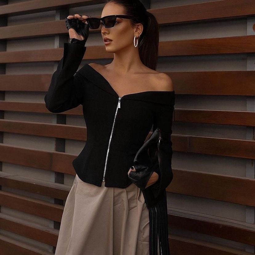 OFF SHOULDER BLACK BLOUSE