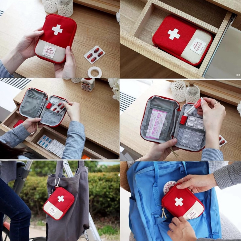 BOTIQUÍN PRIMEROS AUXILIOS ⛑️ PORTÁTIL color ROJO.