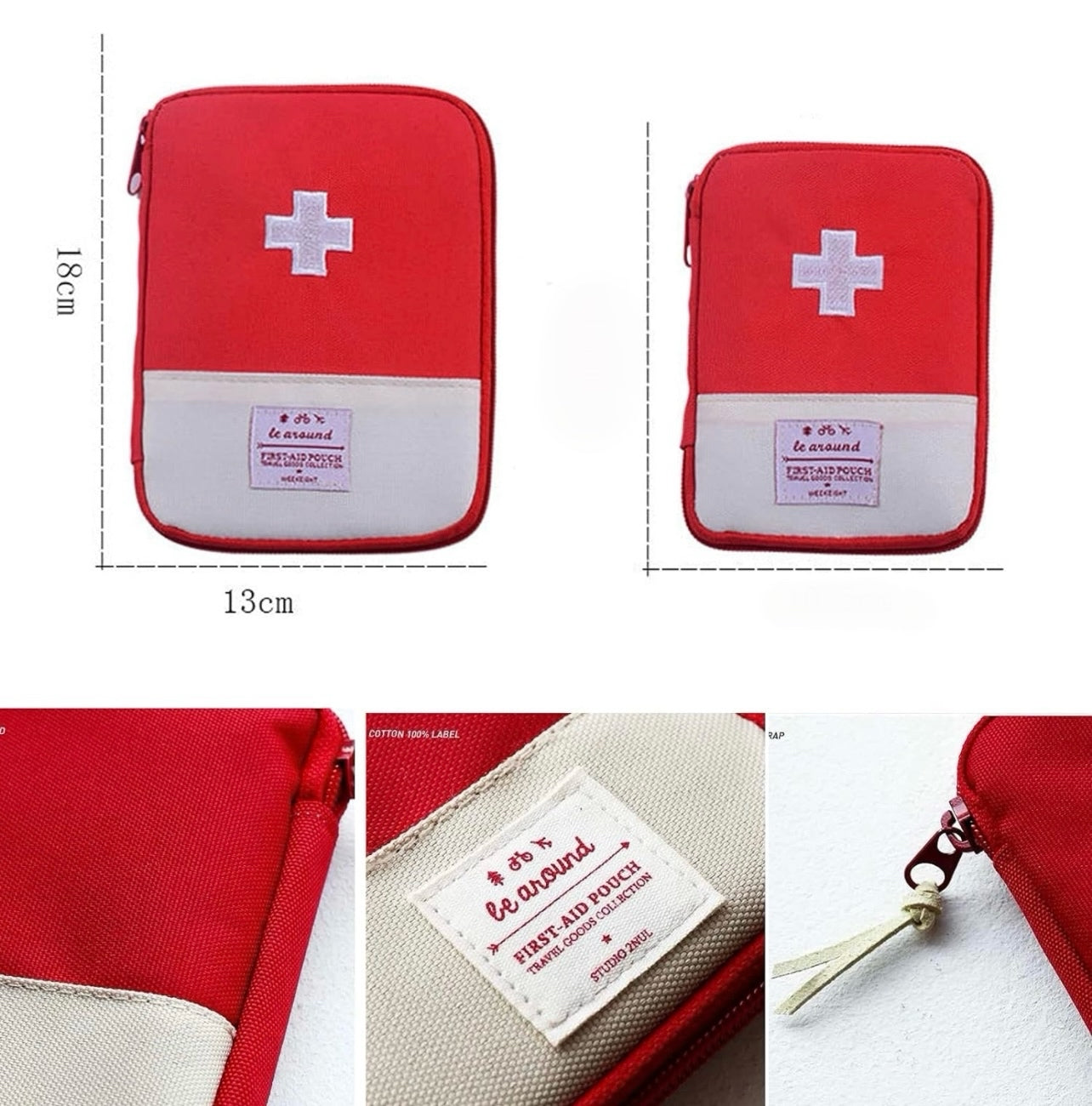 BOTIQUÍN PRIMEROS AUXILIOS ⛑️ PORTÁTIL color ROJO