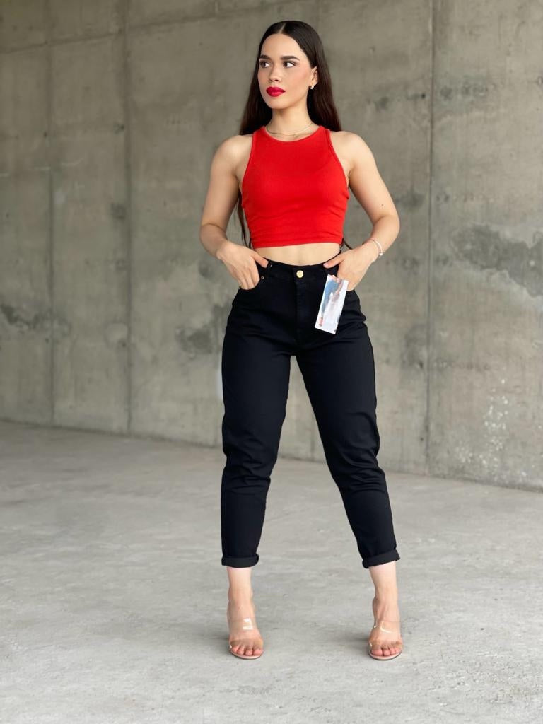 BLACK MOM JEANS