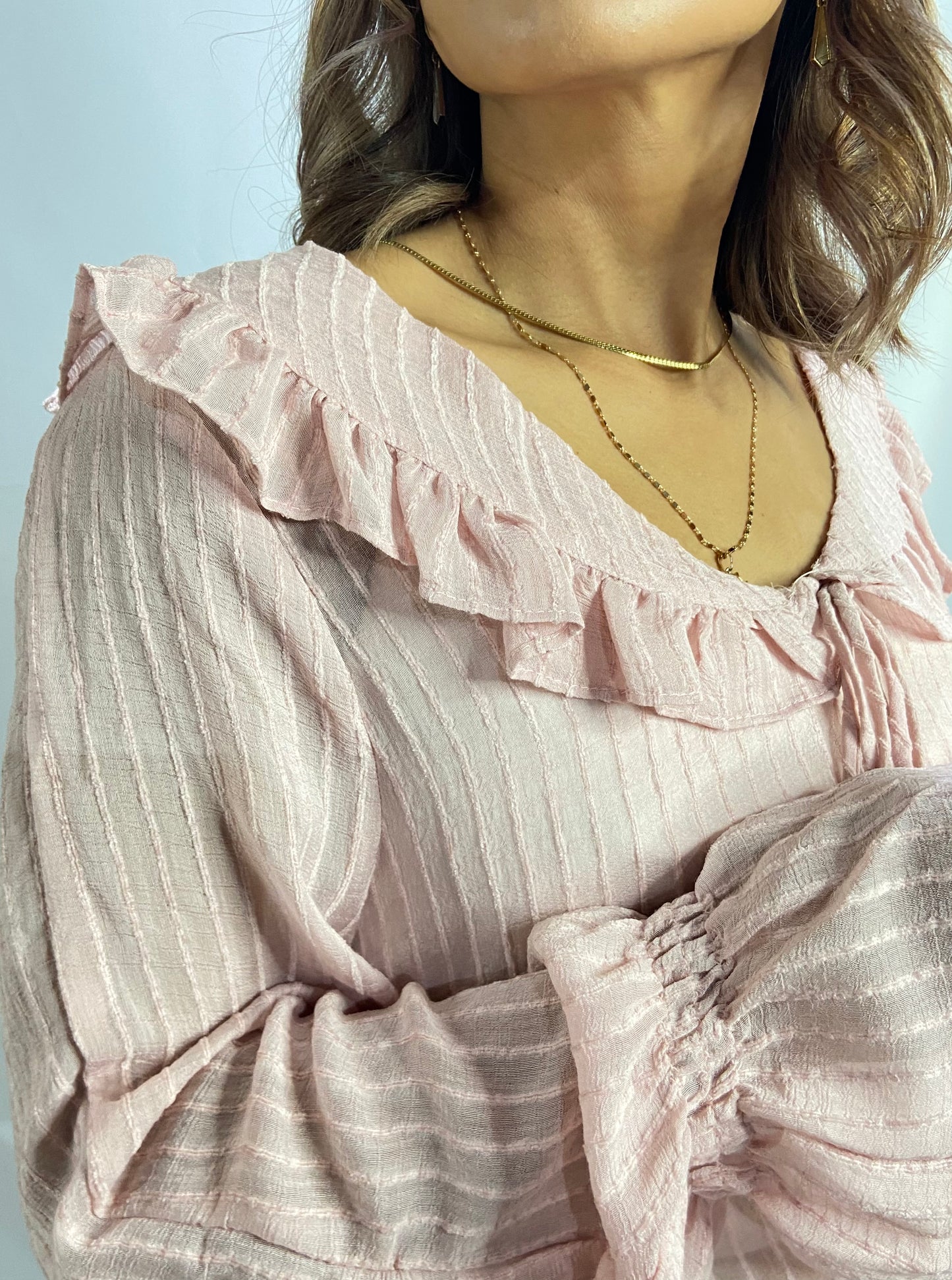 BLUSA MANGA LARGA COLOR ROSA
