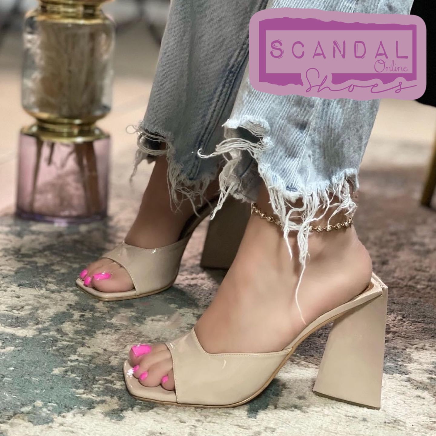 ORANGE FOSFO FOSFO/NUDE HEELS🍊