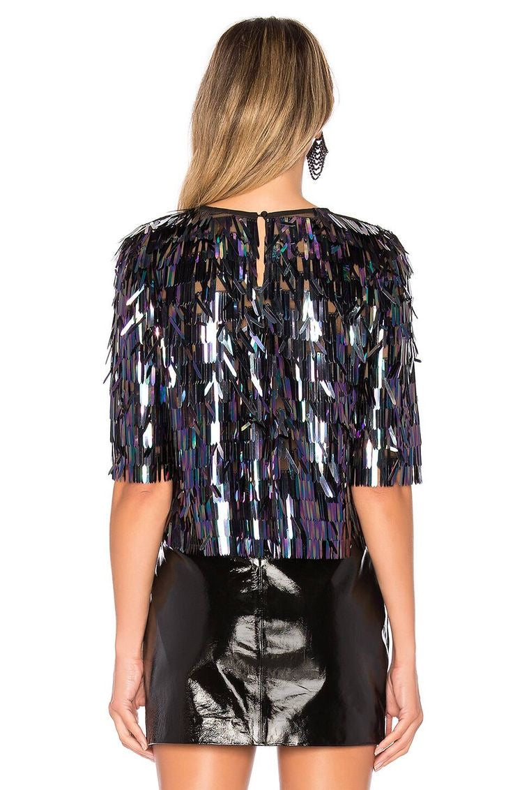 BLUSA MANGA CORTA SEQUINS