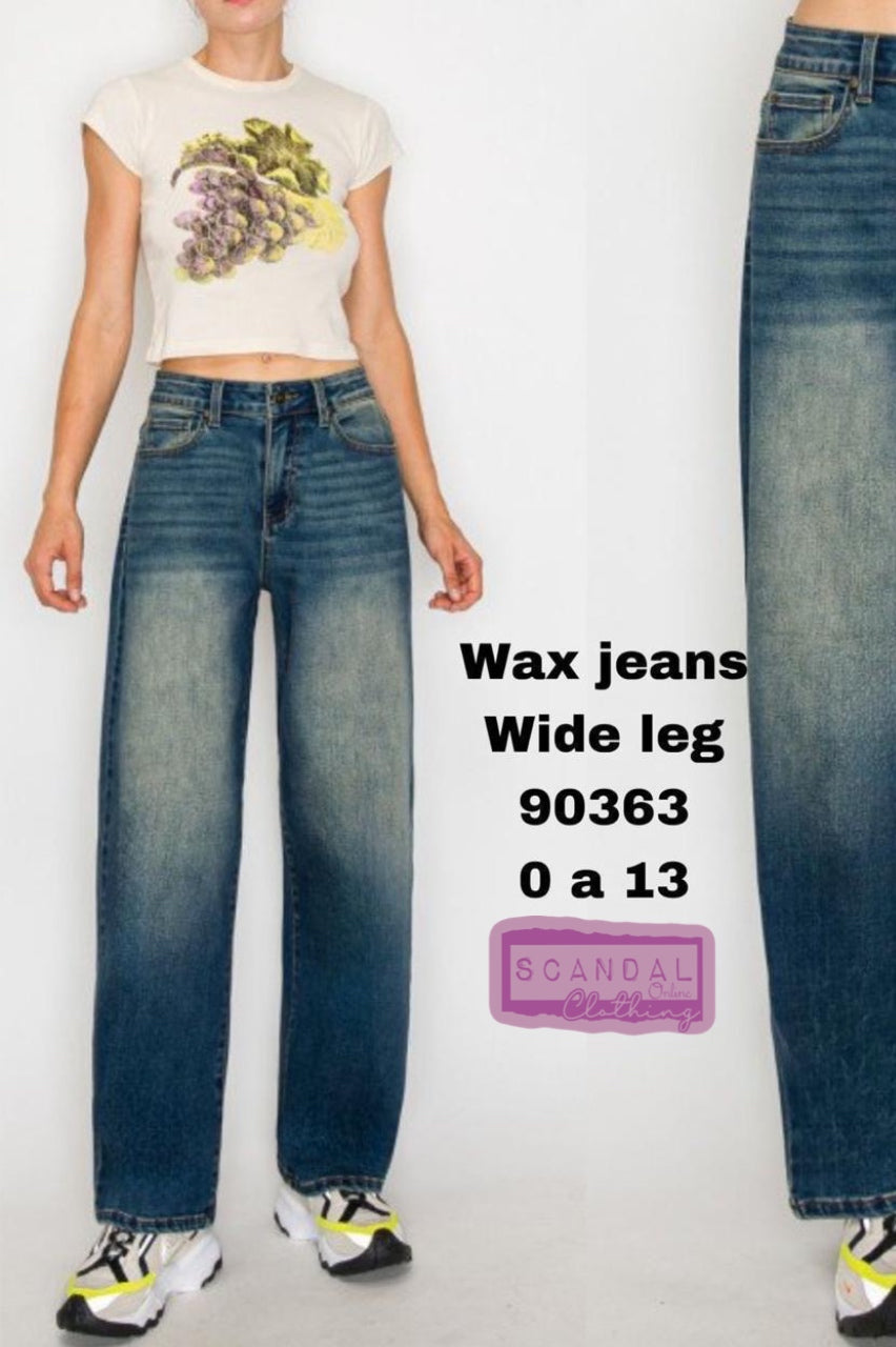 WIDE LEG WAX JEANS