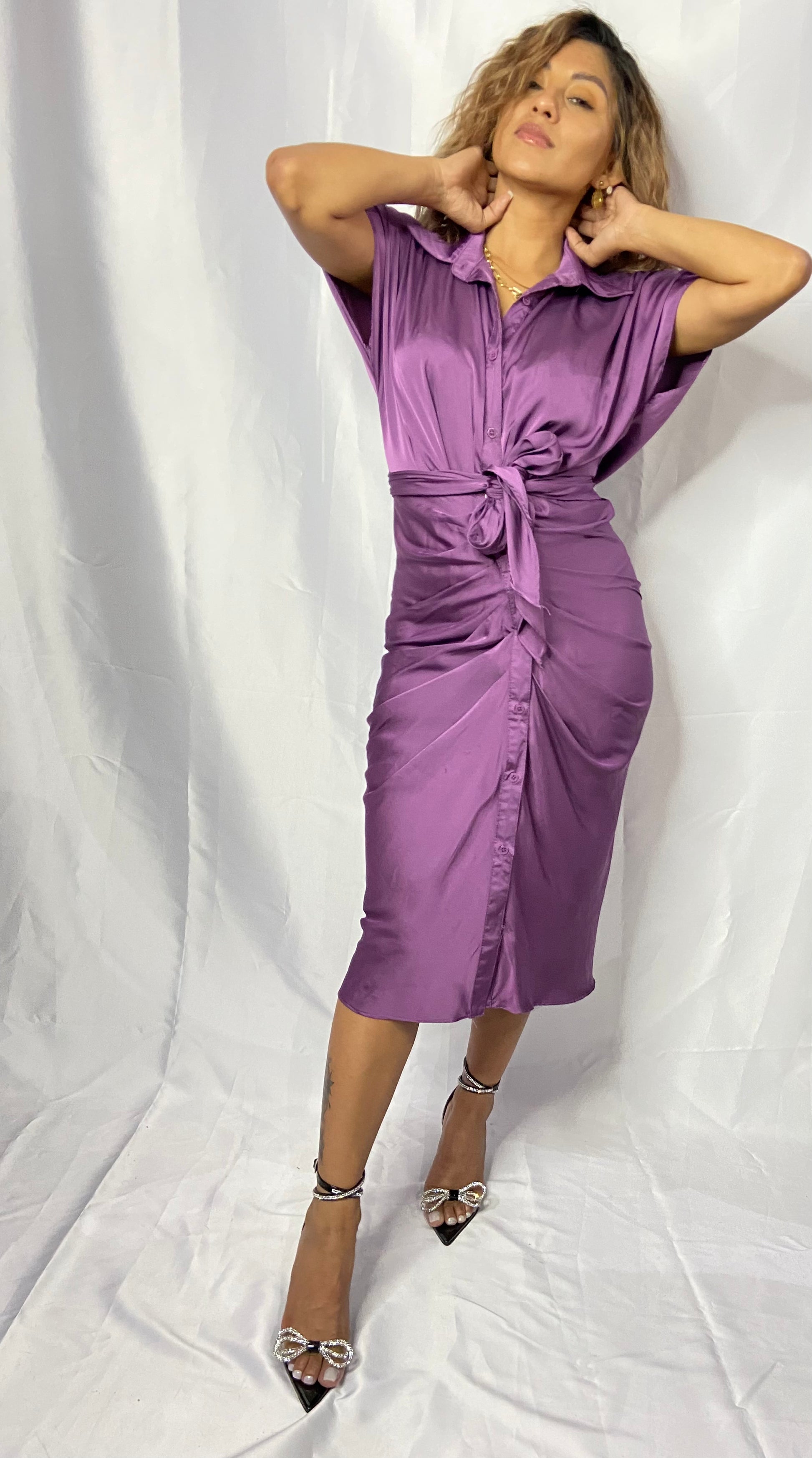 Color Morado Vestido Lentejuelas Lila Outfit Con Vestido Morado