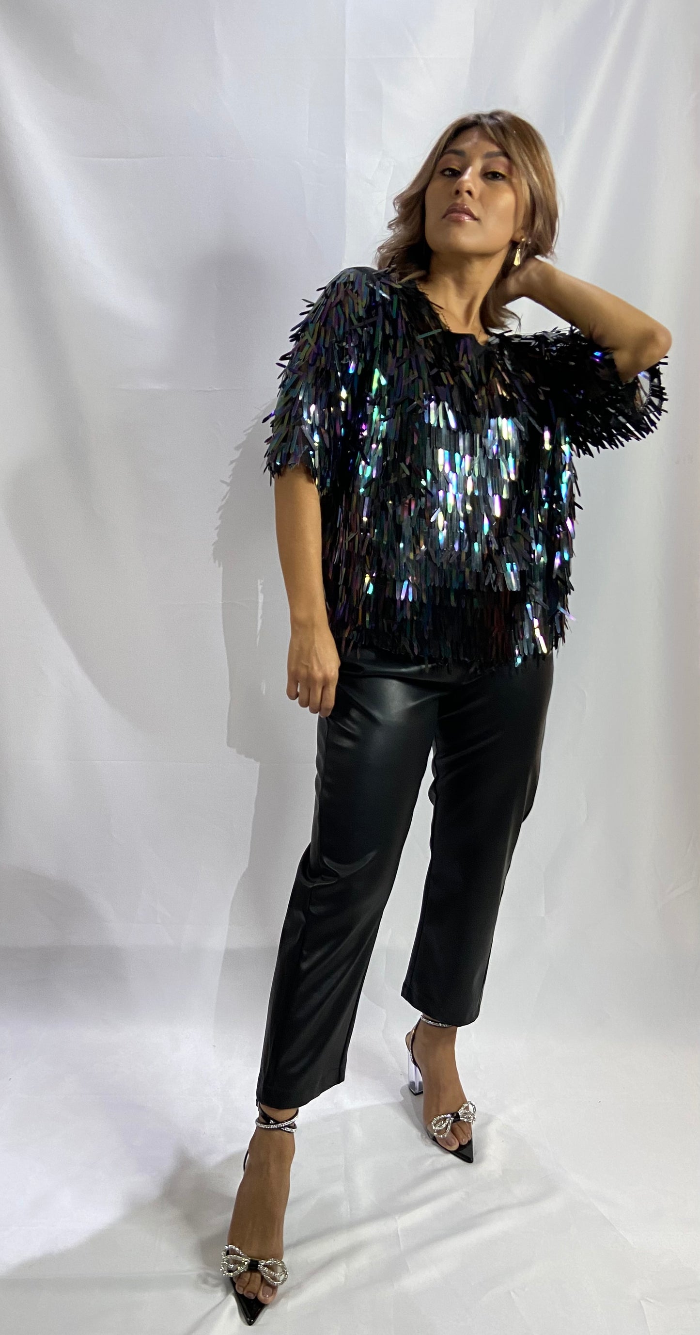 BLUSA MANGA CORTA SEQUINS