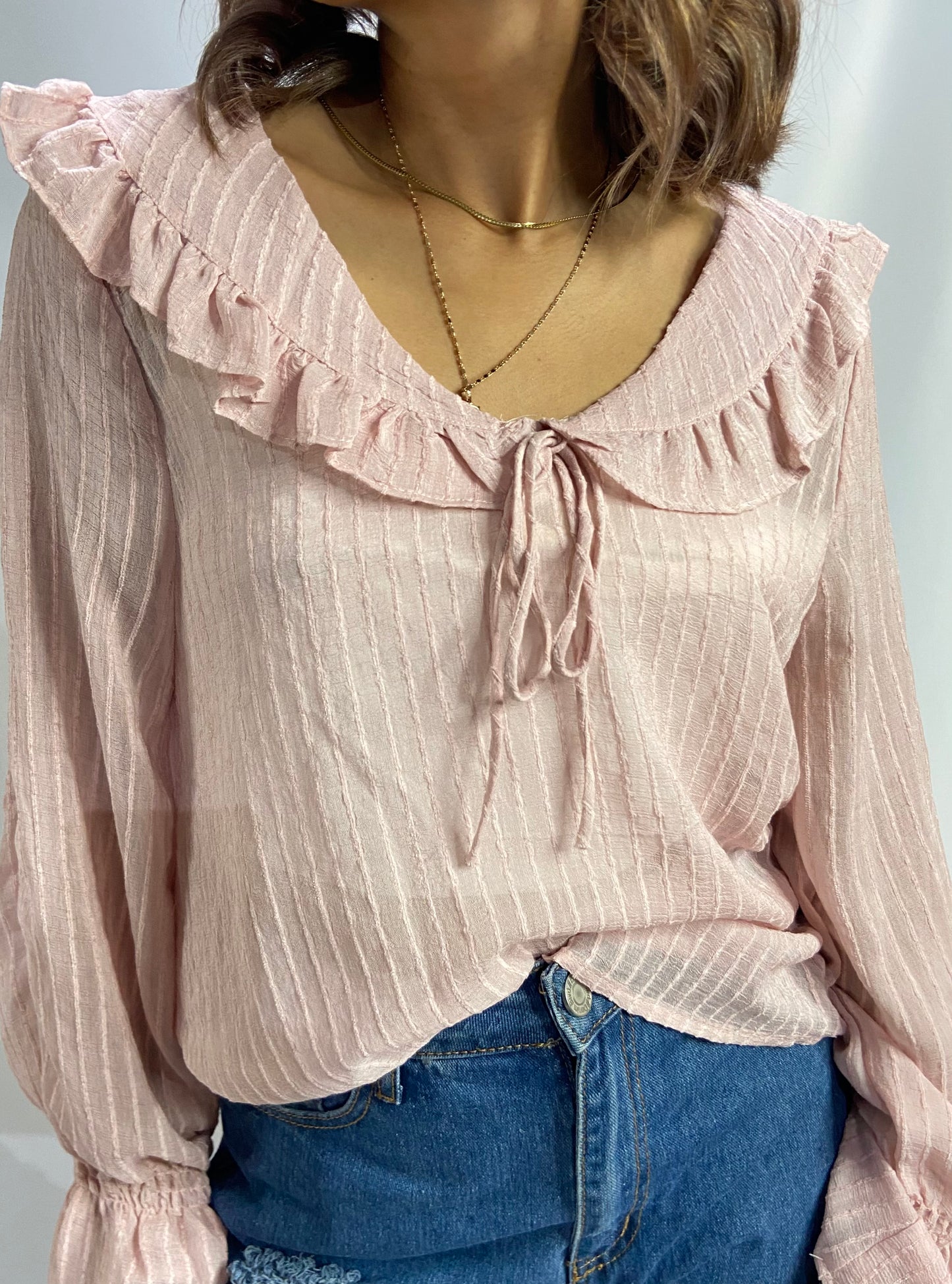 BLUSA MANGA LARGA COLOR ROSA