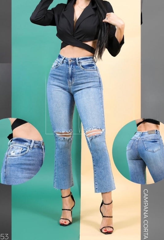 JEANS CAMPANA CORTA